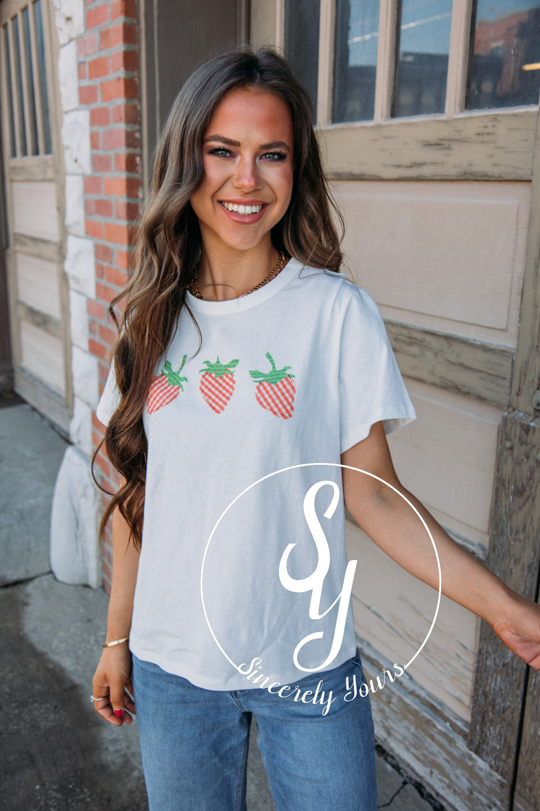 Strawberry Cutie Tee- Ivory