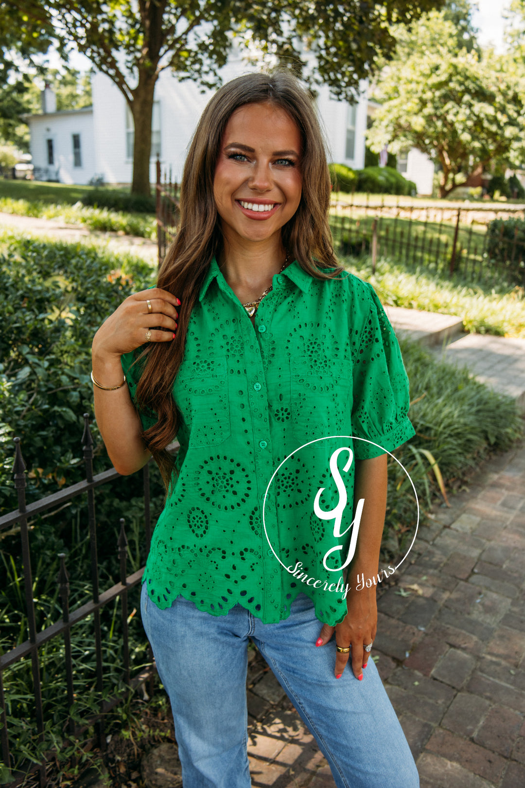 Wildflower At Heart Blouse- Kelly Green