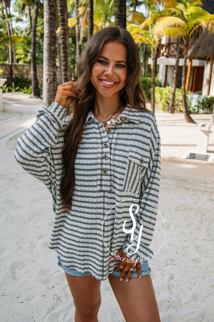 Spring Stripe Top - Olive