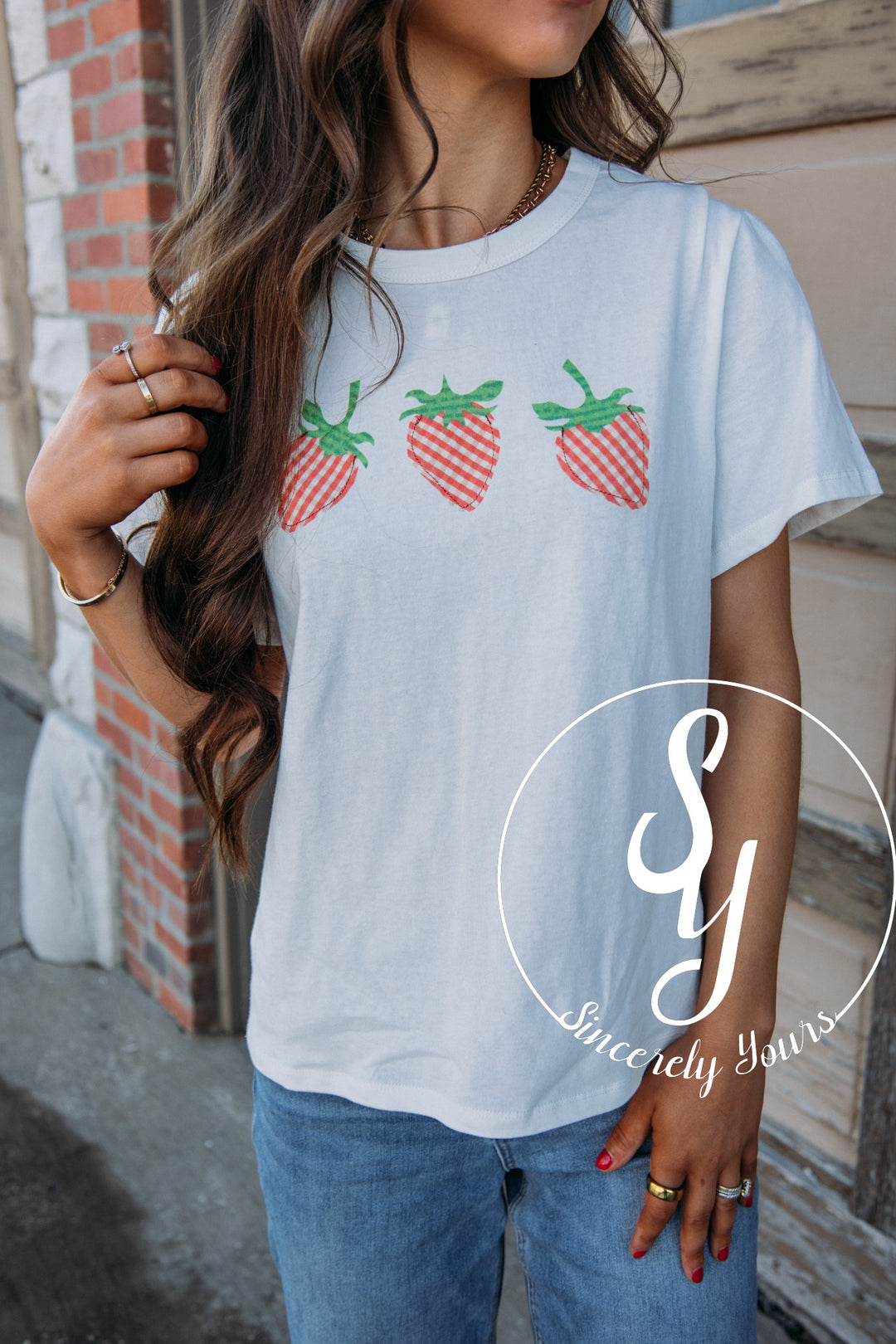 Strawberry Cutie Tee- Ivory