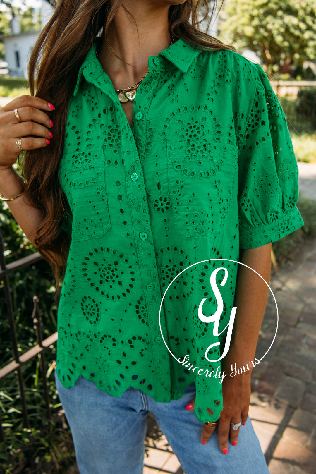 Wildflower At Heart Blouse- Kelly Green