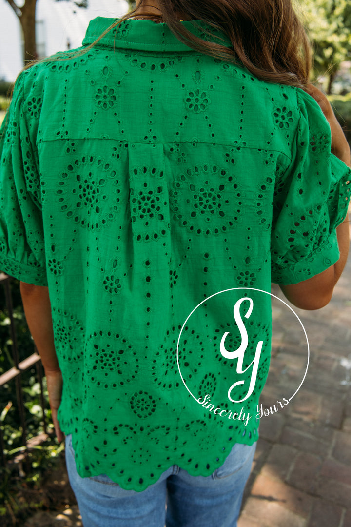 Wildflower At Heart Blouse- Kelly Green