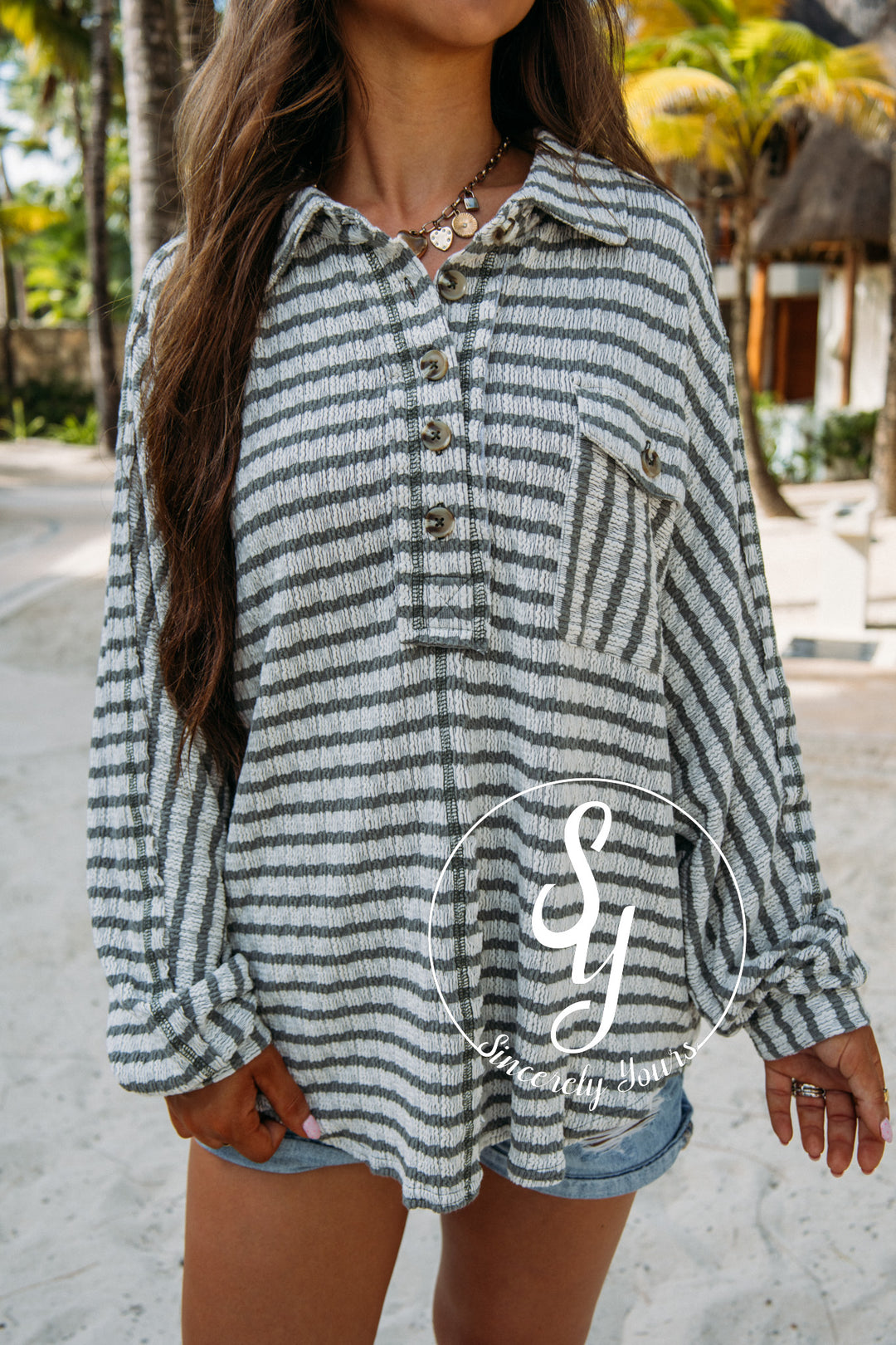 Spring Stripe Top - Olive