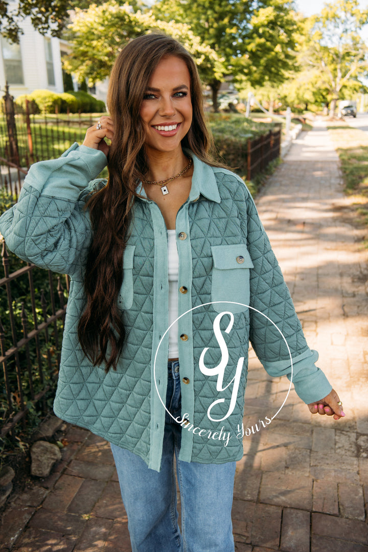 Quilted Moment Jacket- Sage