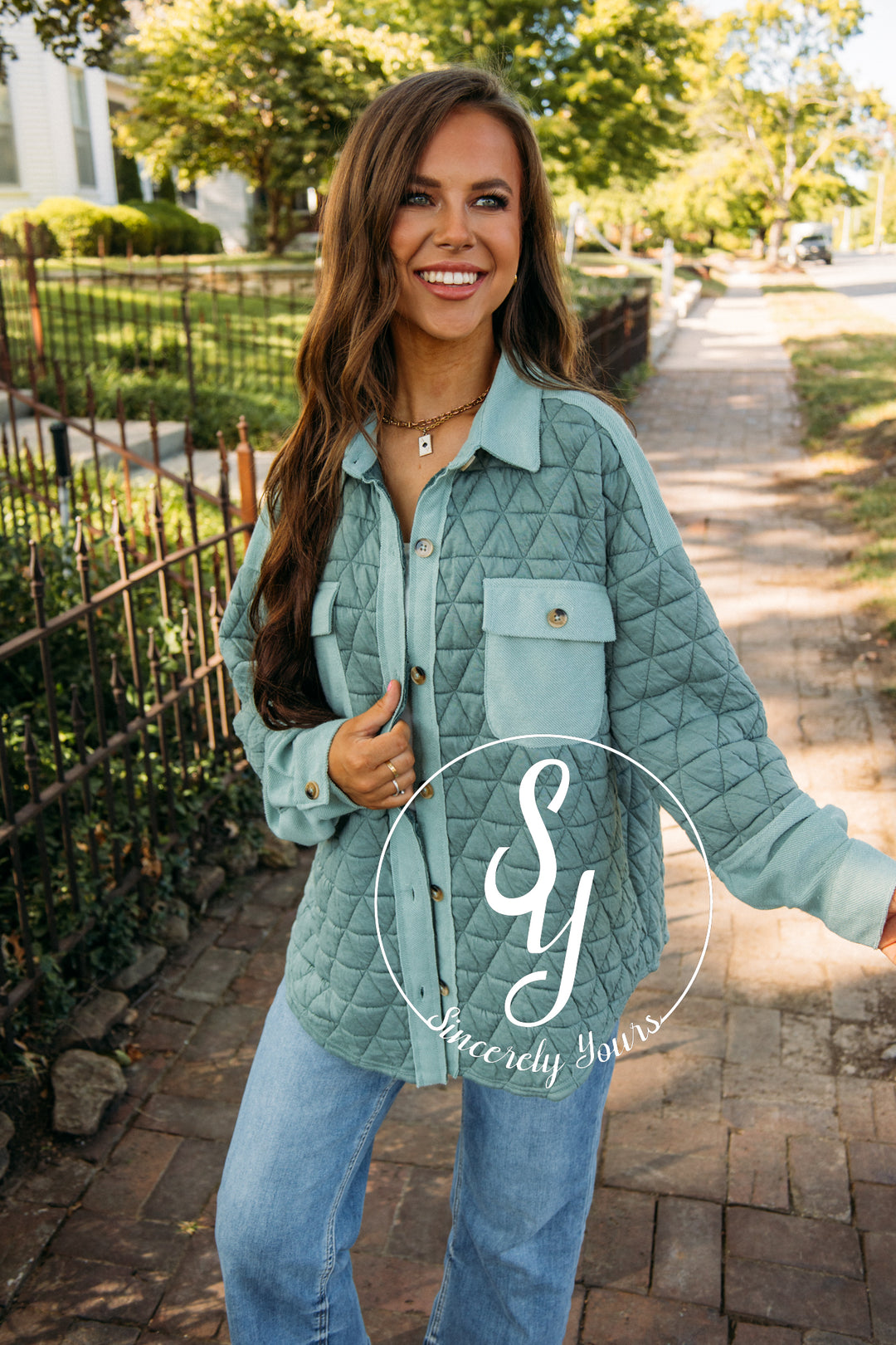 Quilted Moment Jacket- Sage