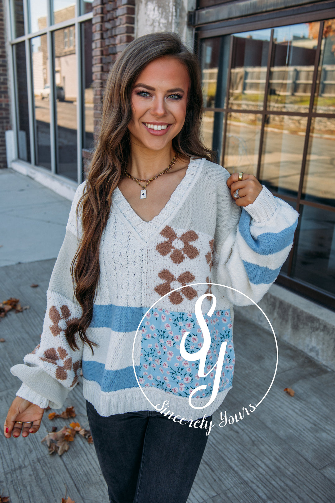 Plot Twist Sweater- Cream Multi