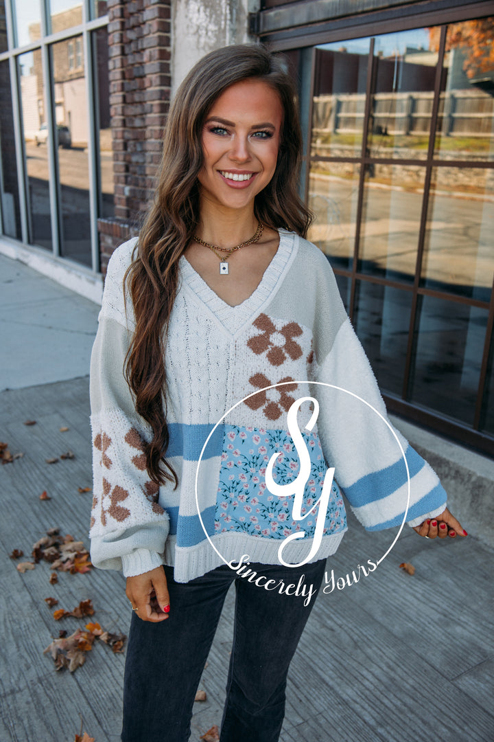 Plot Twist Sweater- Cream Multi