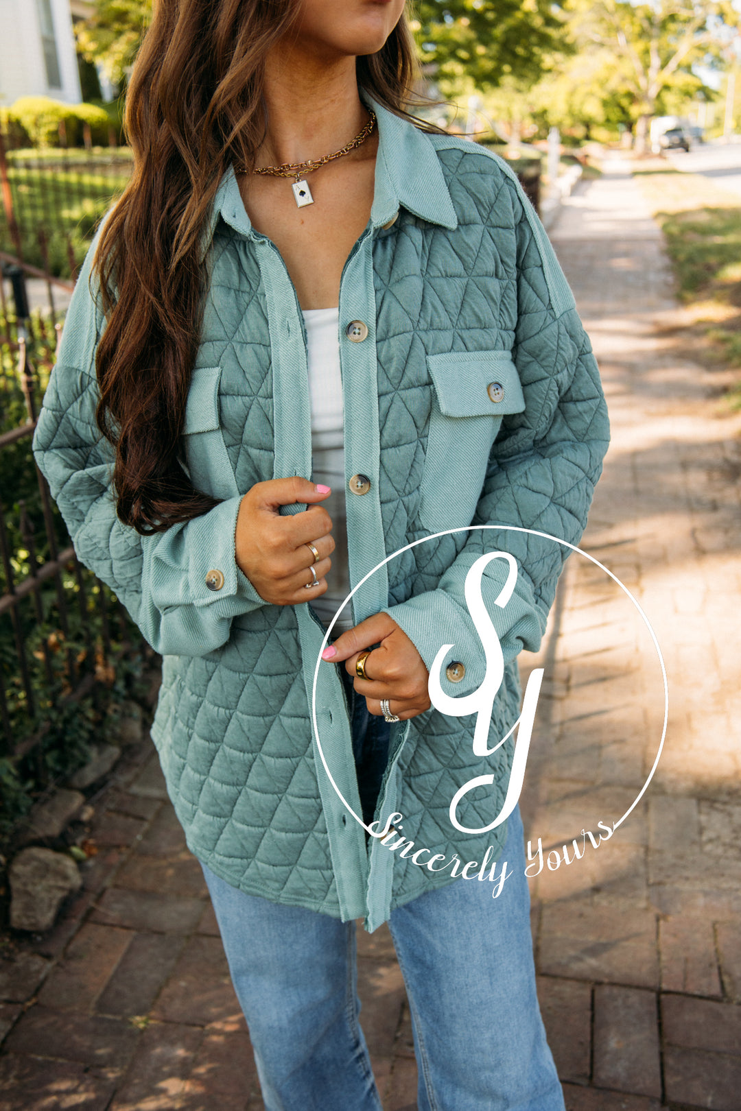 Quilted Moment Jacket- Sage