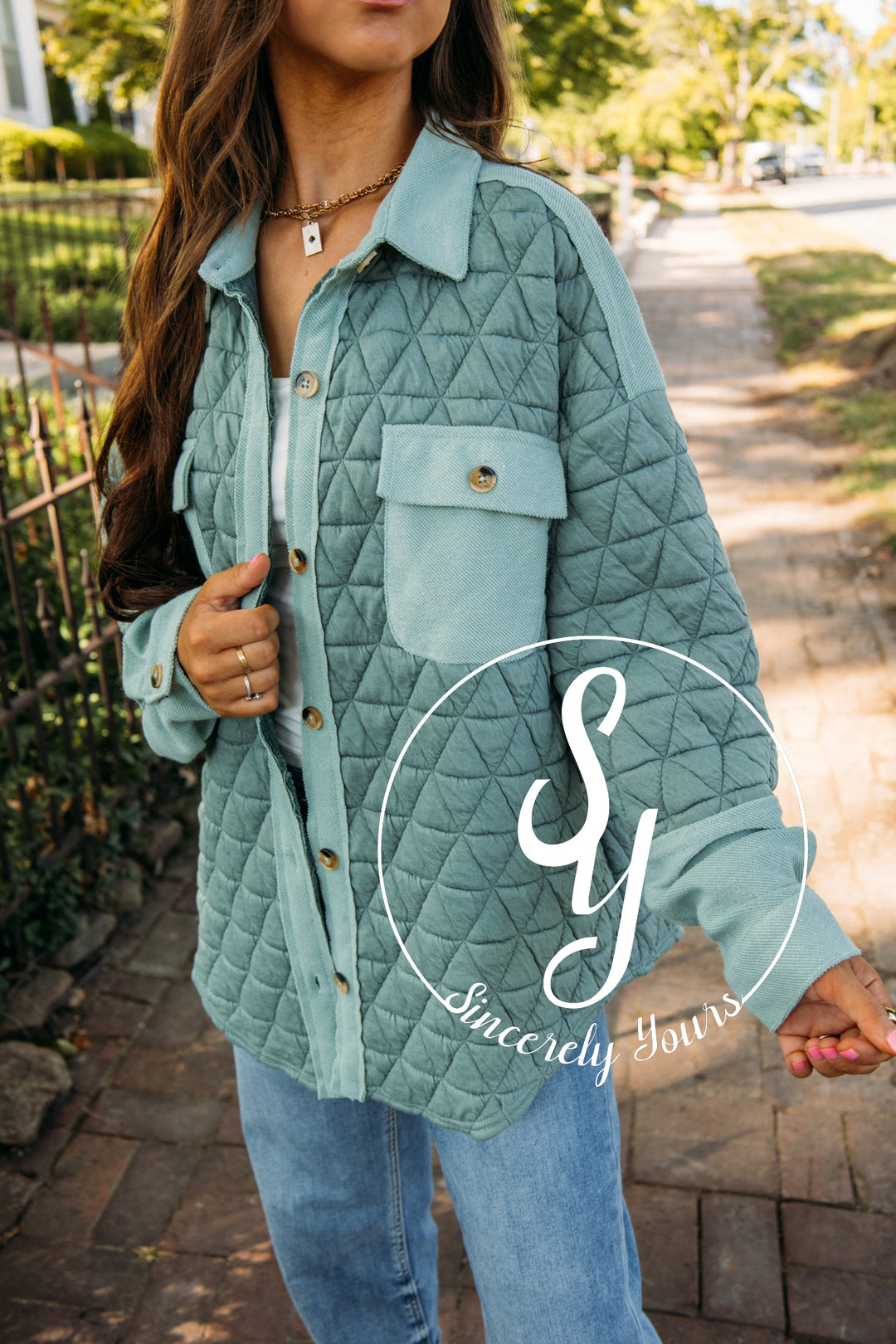 Quilted Moment Jacket- Sage