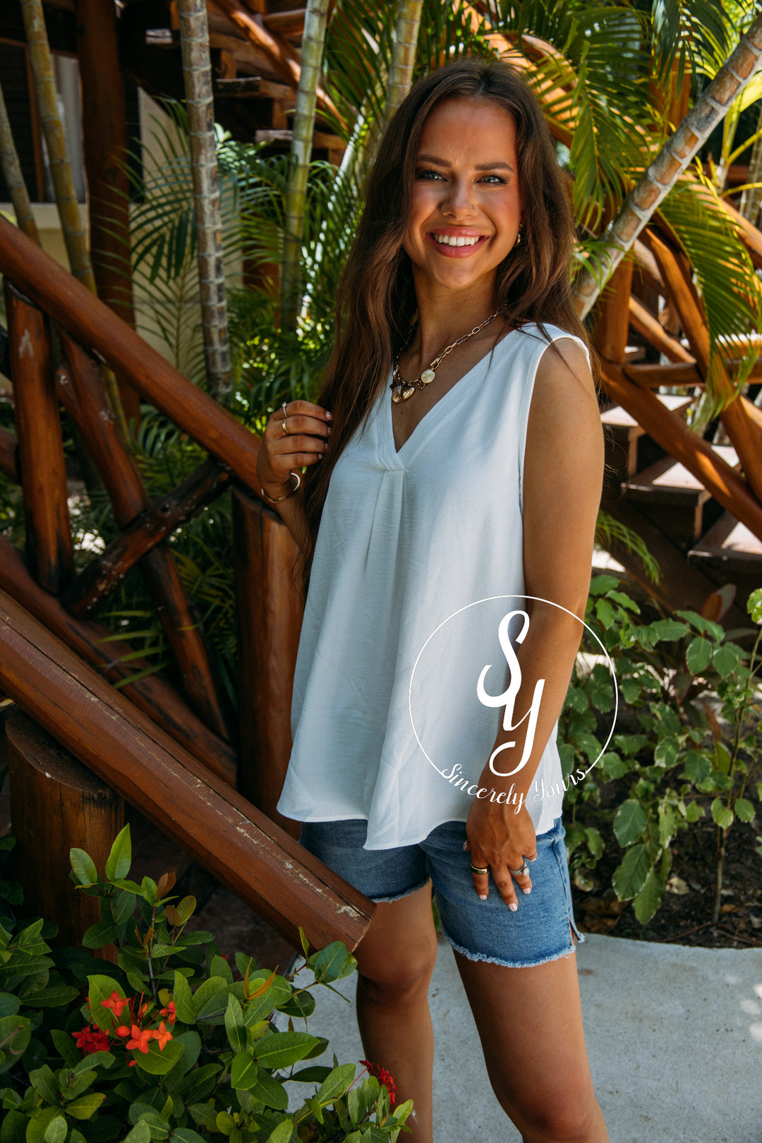 Villa Charm Tank- White