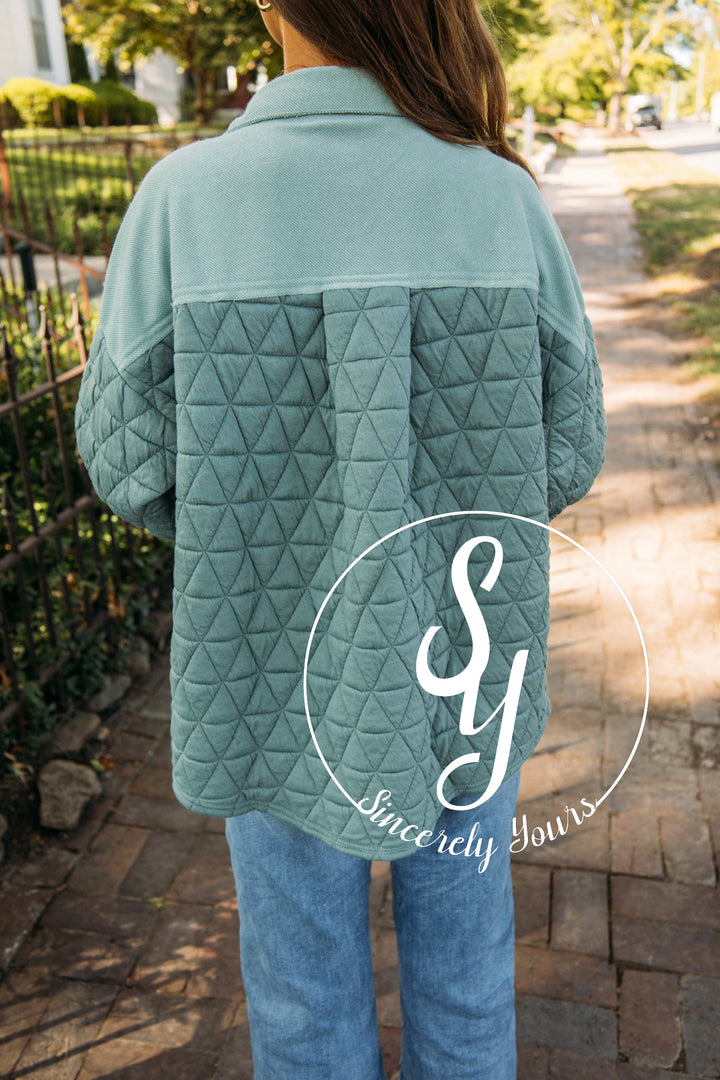 Quilted Moment Jacket- Sage