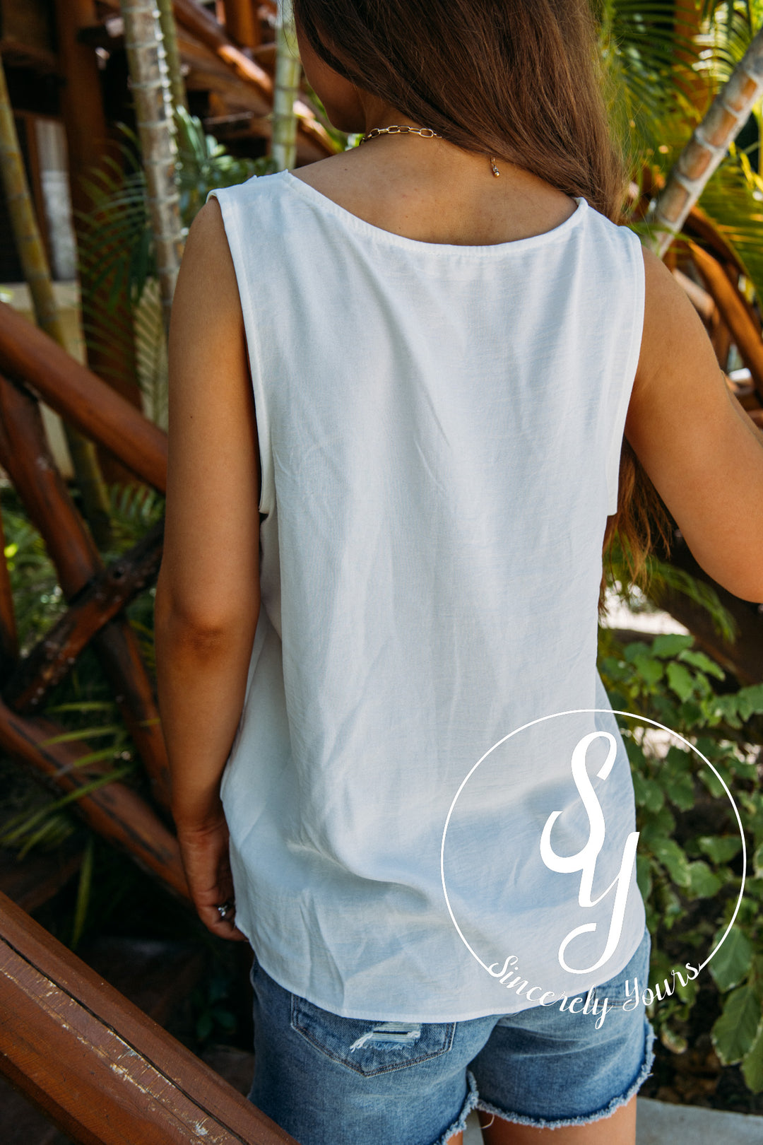 Villa Charm Tank- White
