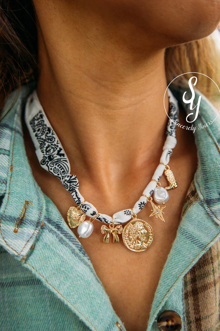 Charmed Bandana Necklace - White