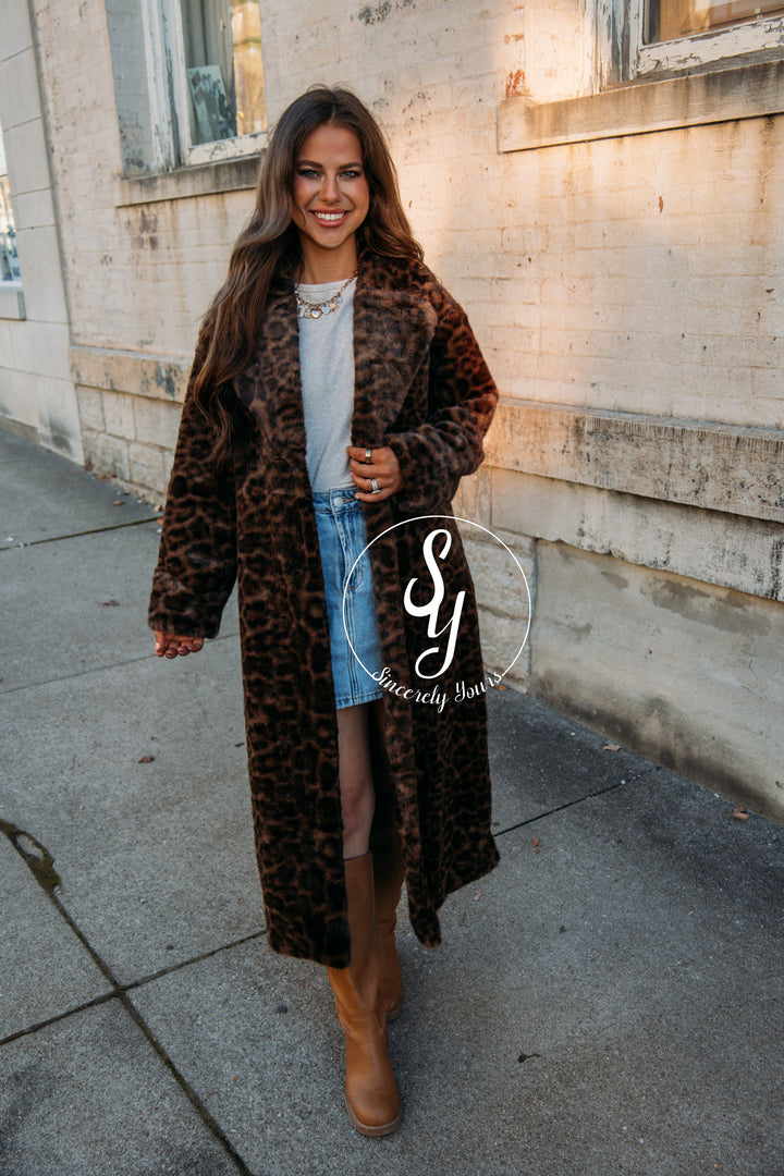 Luxury Life Coat - Brown/Black Leopard