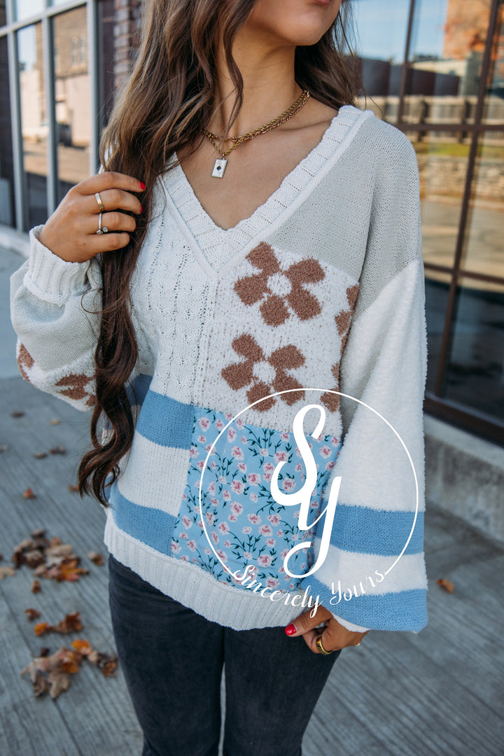 Plot Twist Sweater- Cream Multi