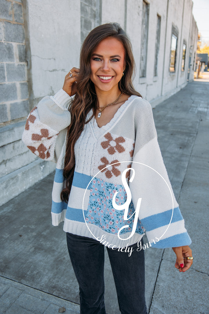 Plot Twist Sweater- Cream Multi