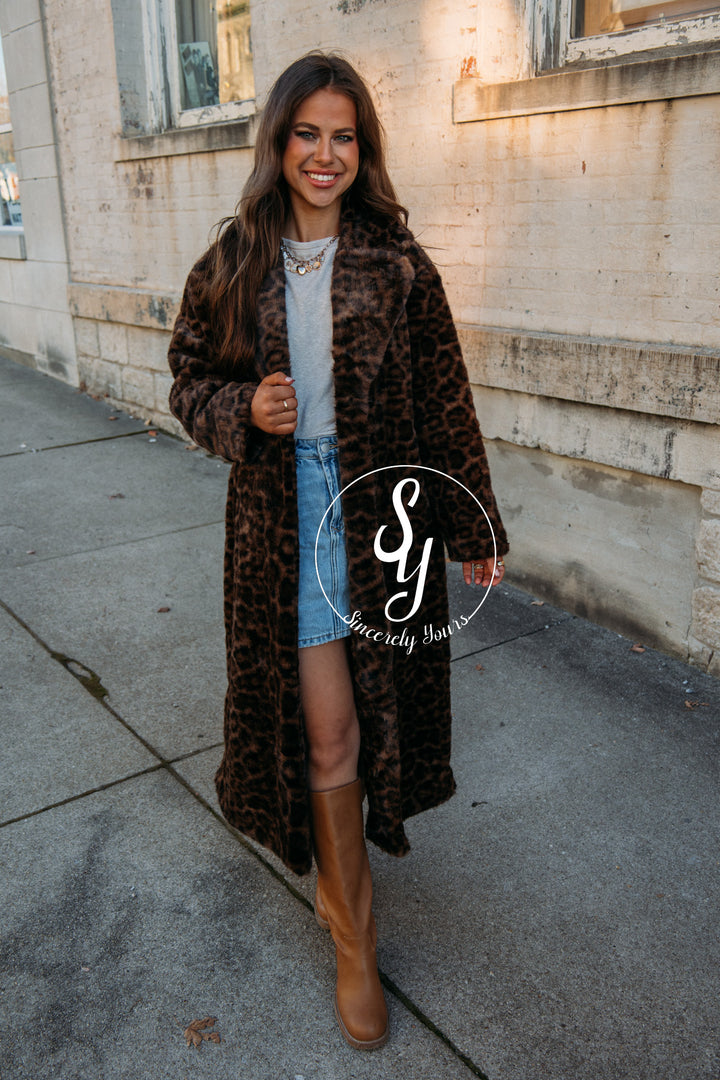 Luxury Life Coat - Brown/Black Leopard