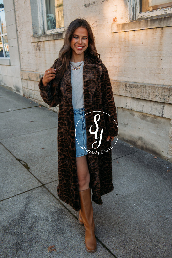 Luxury Life Coat - Brown/Black Leopard