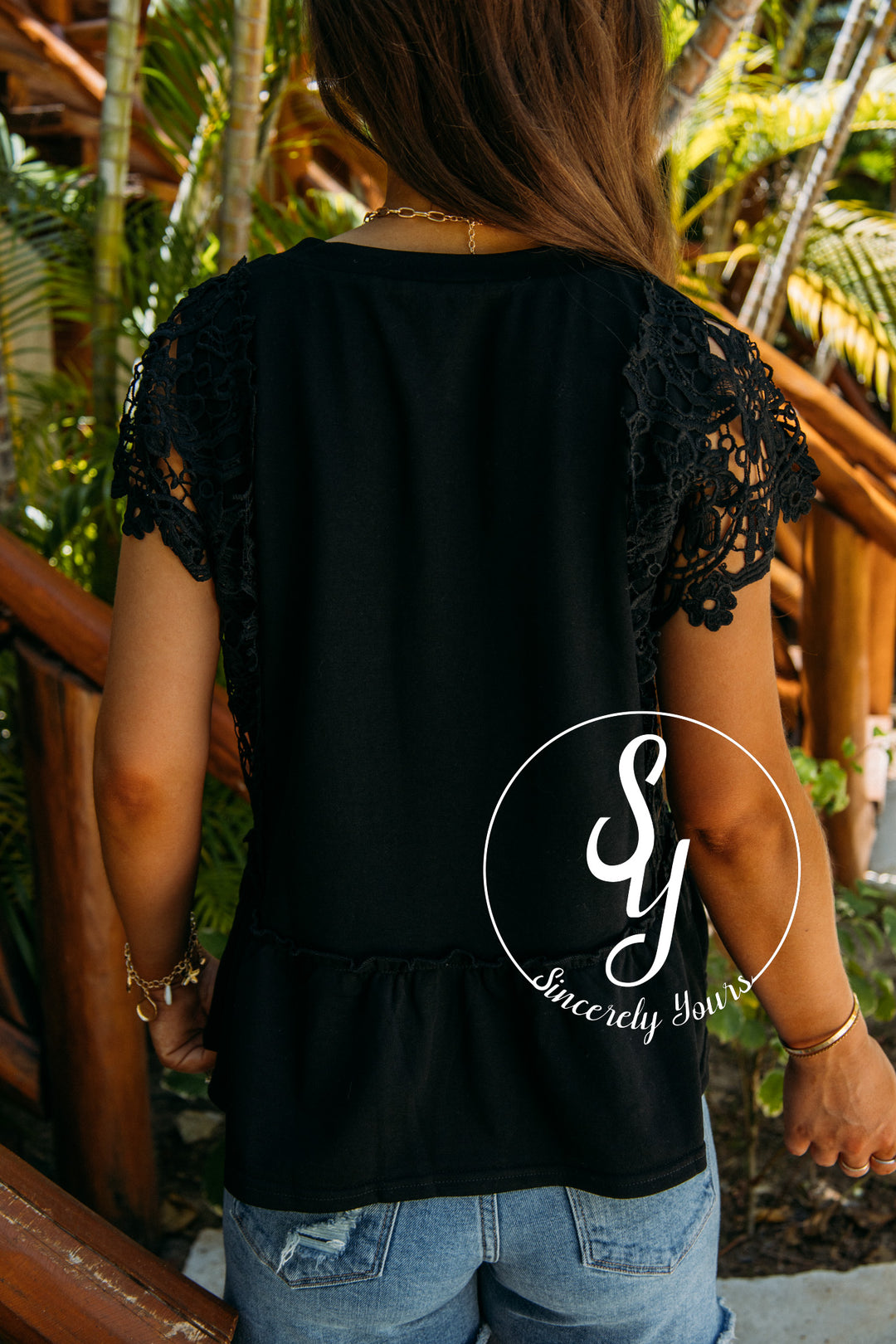Living The Lace Life Top- Black