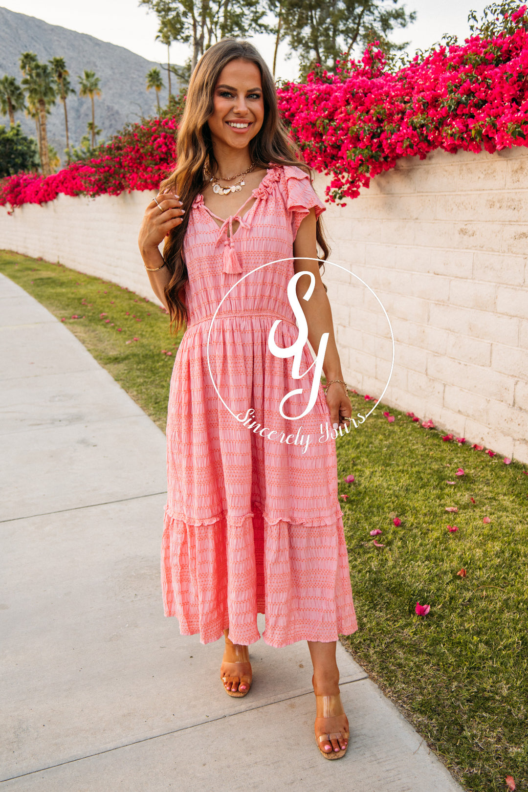 Romance Style Dress- Pink Cosmos
