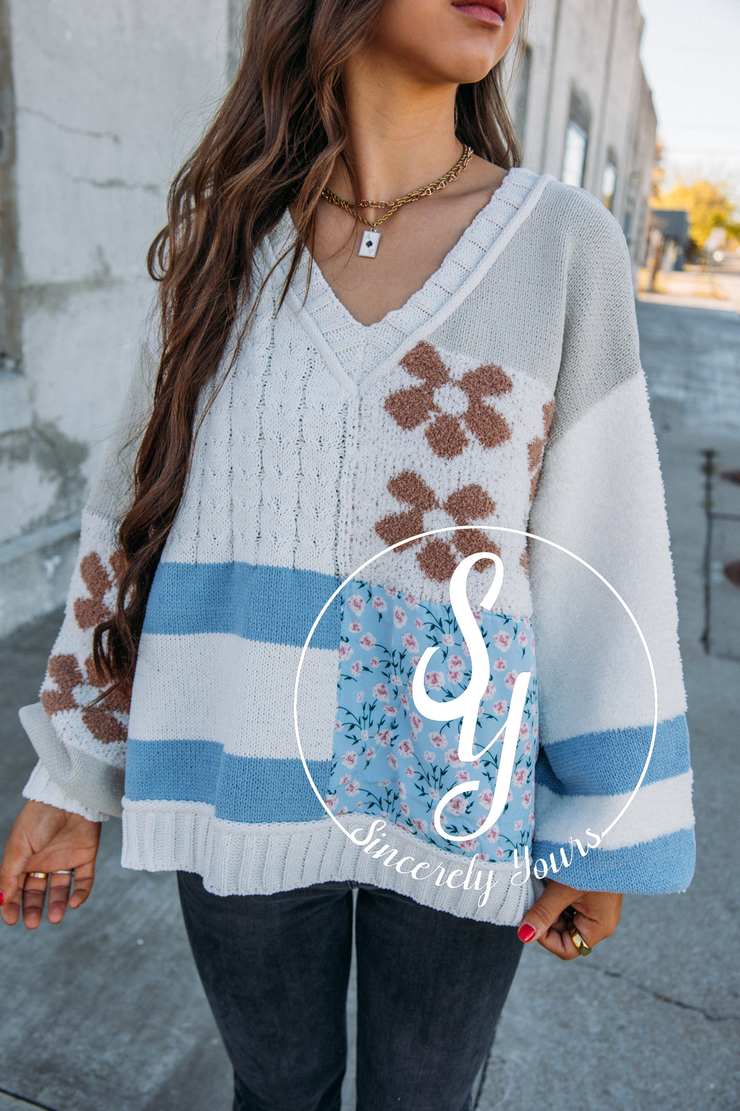 Plot Twist Sweater- Cream Multi