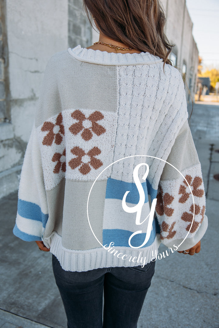 Plot Twist Sweater- Cream Multi