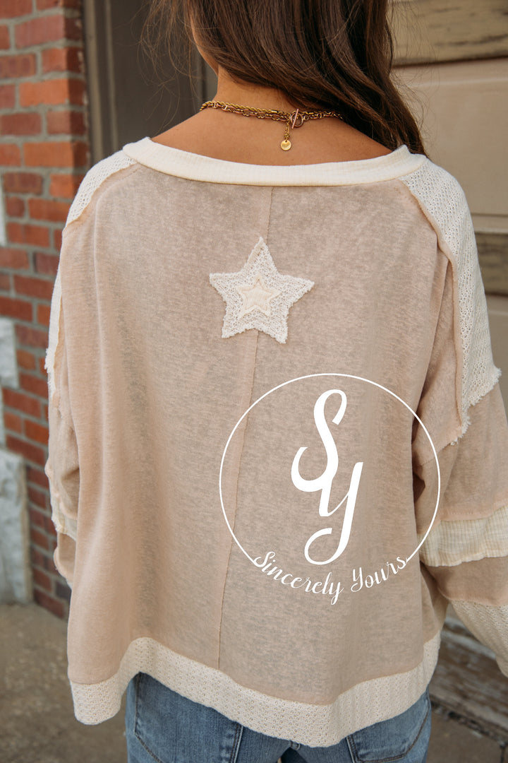 Fallin Stars Top- Beige Multi