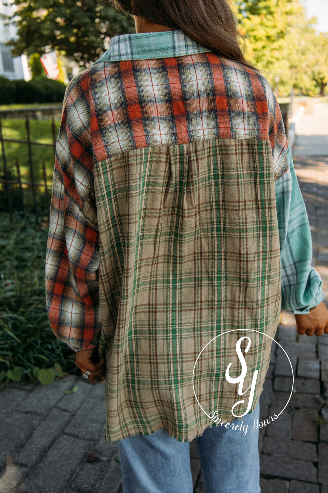 Feeling Plaid Top - Sage Combo