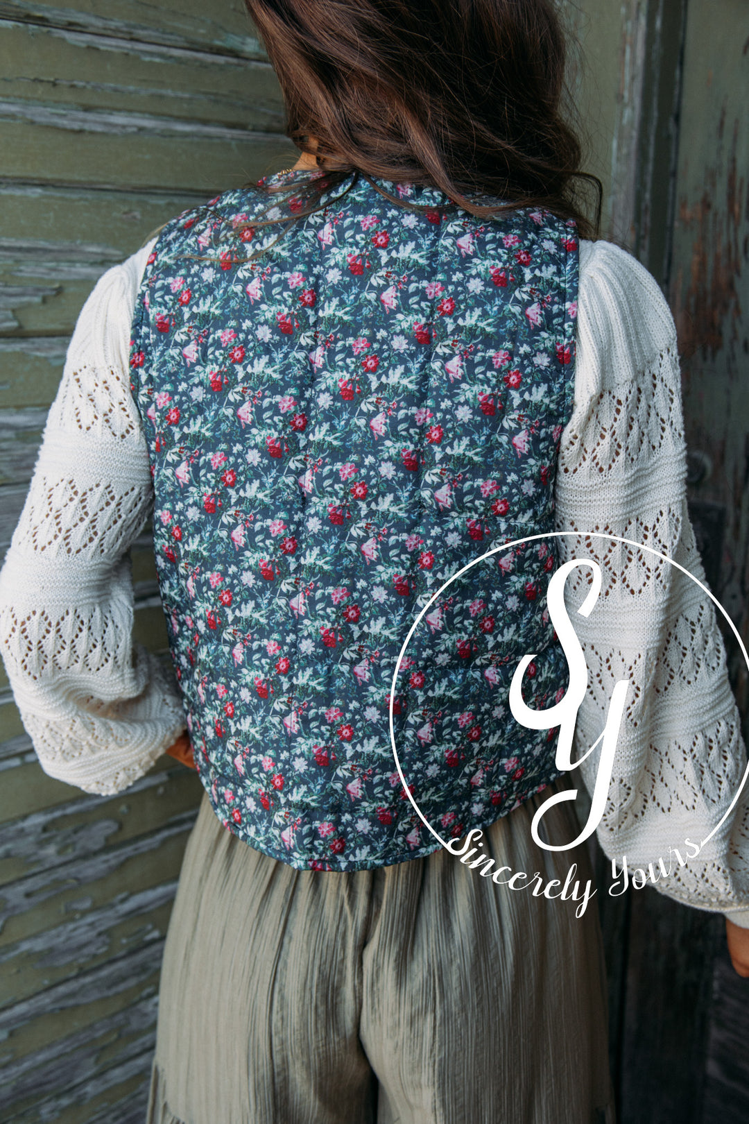 Statement Floral Vest- Navy Multi