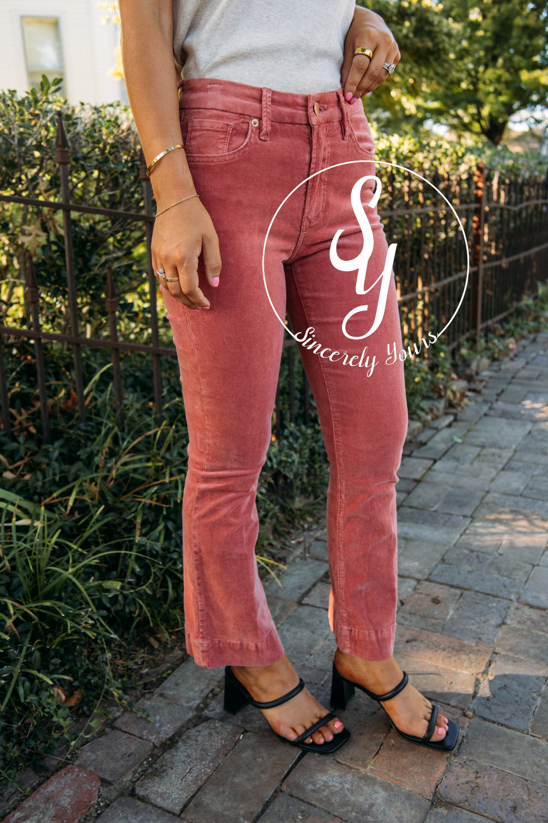 Dear John: Jeanne Super High Rise Cropped Flare Corduroy Pants- Cinnamon