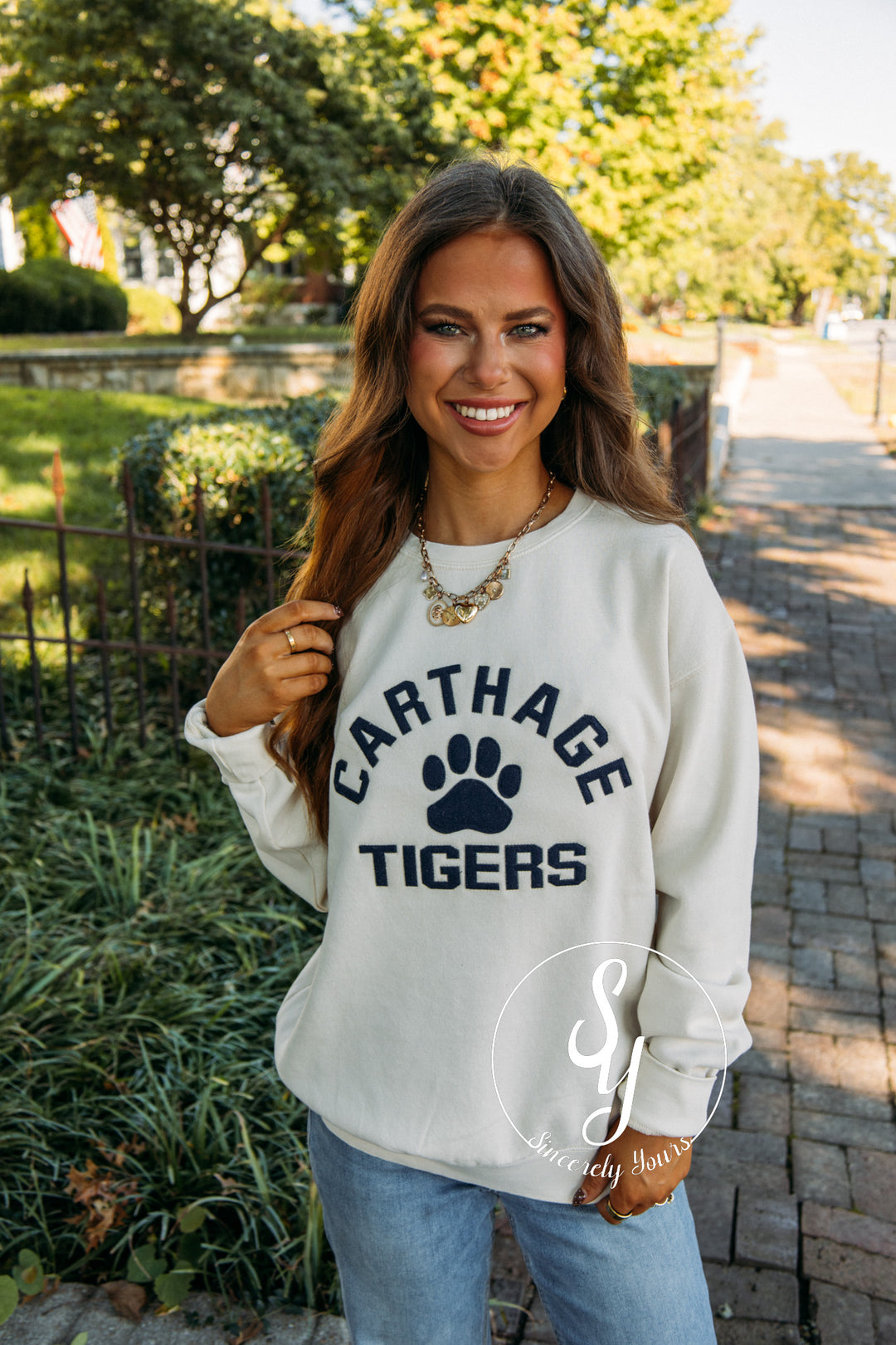 Carthage Tigers Patch Crew - Oyster