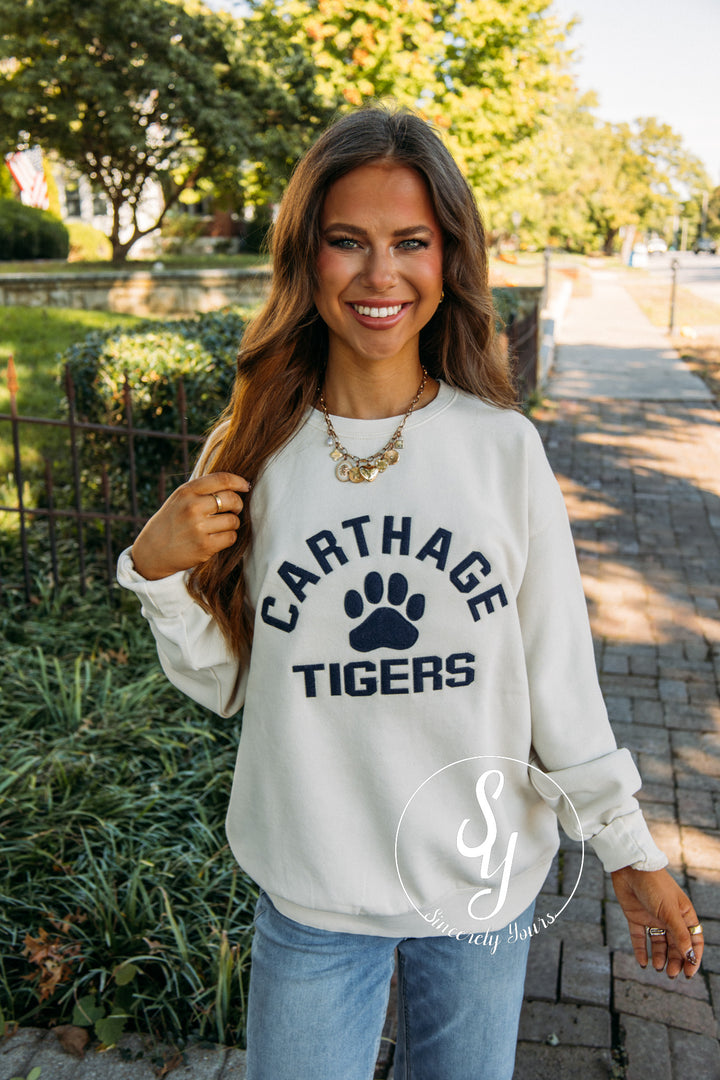 Carthage Tigers Patch Crew - Oyster