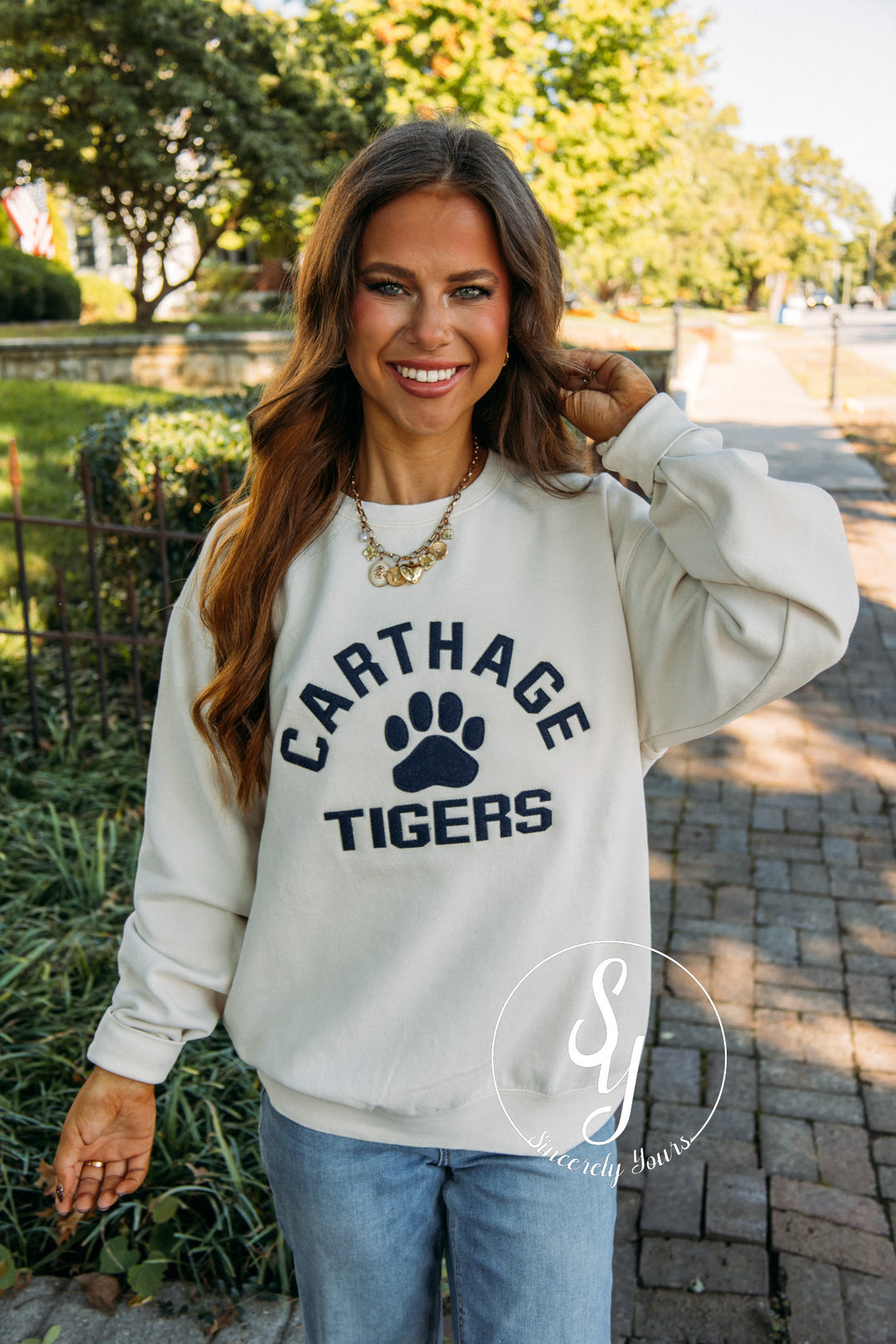 Carthage Tigers Patch Crew - Oyster