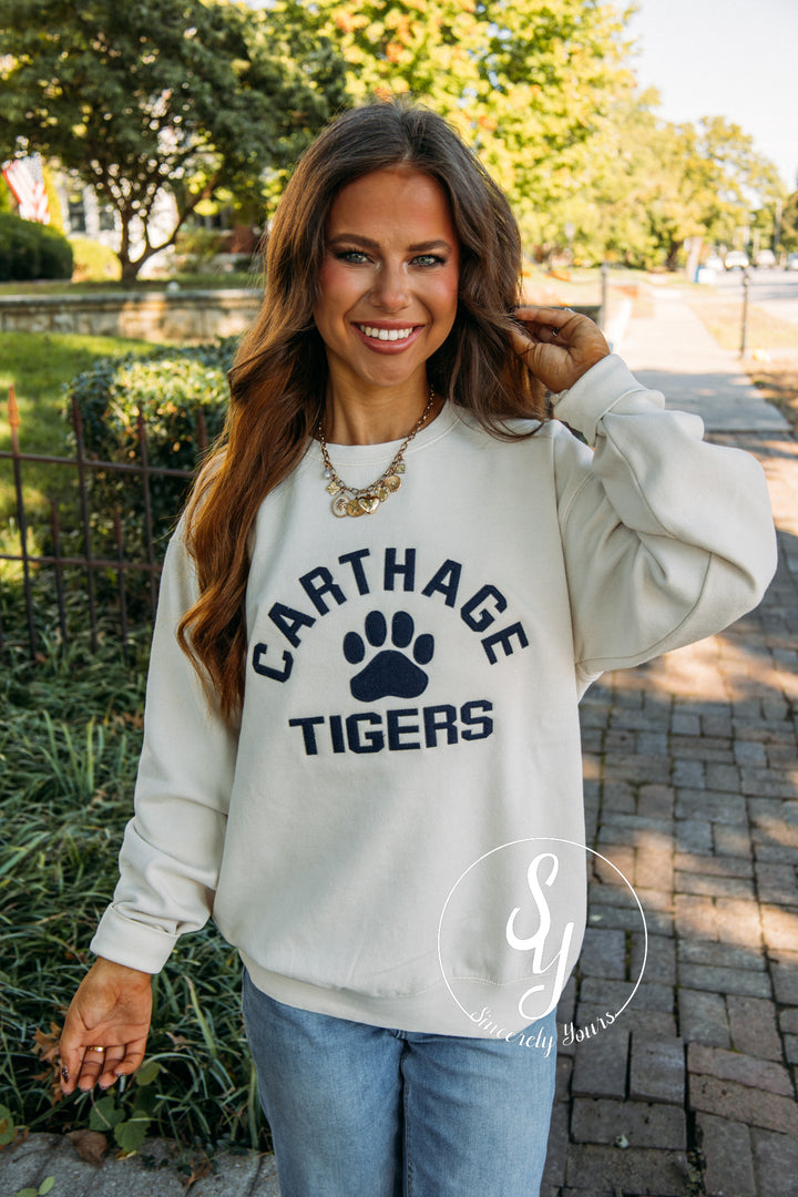 Carthage Tigers Patch Crew - Oyster