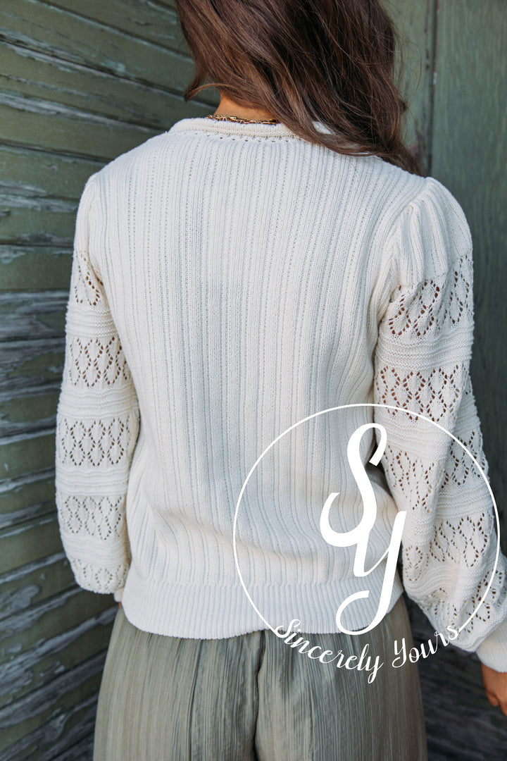 Coffee Shop Moment Sweater- Natural