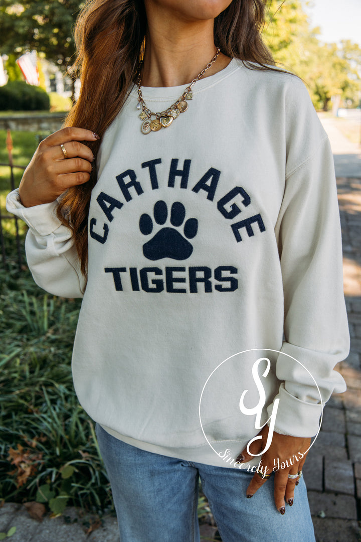Carthage Tigers Patch Crew - Oyster