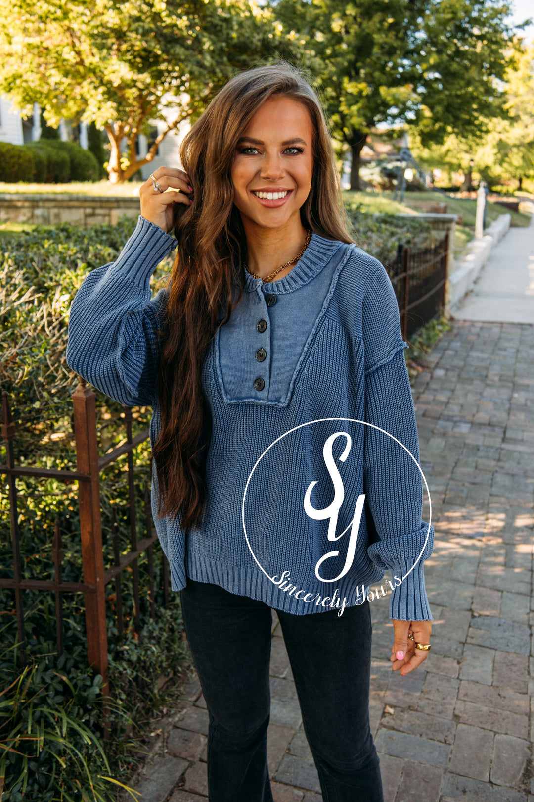 Cozy Cutie Sweater - Washed Blue