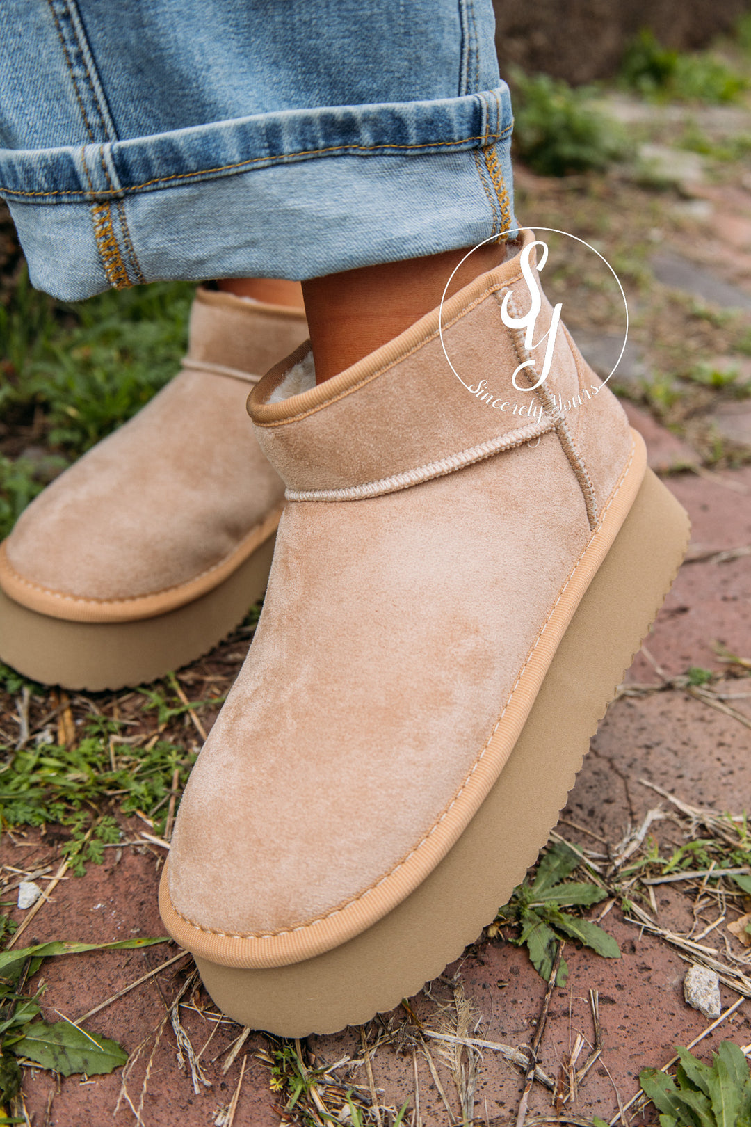 Winnie Bootie - Camel Faux Suede