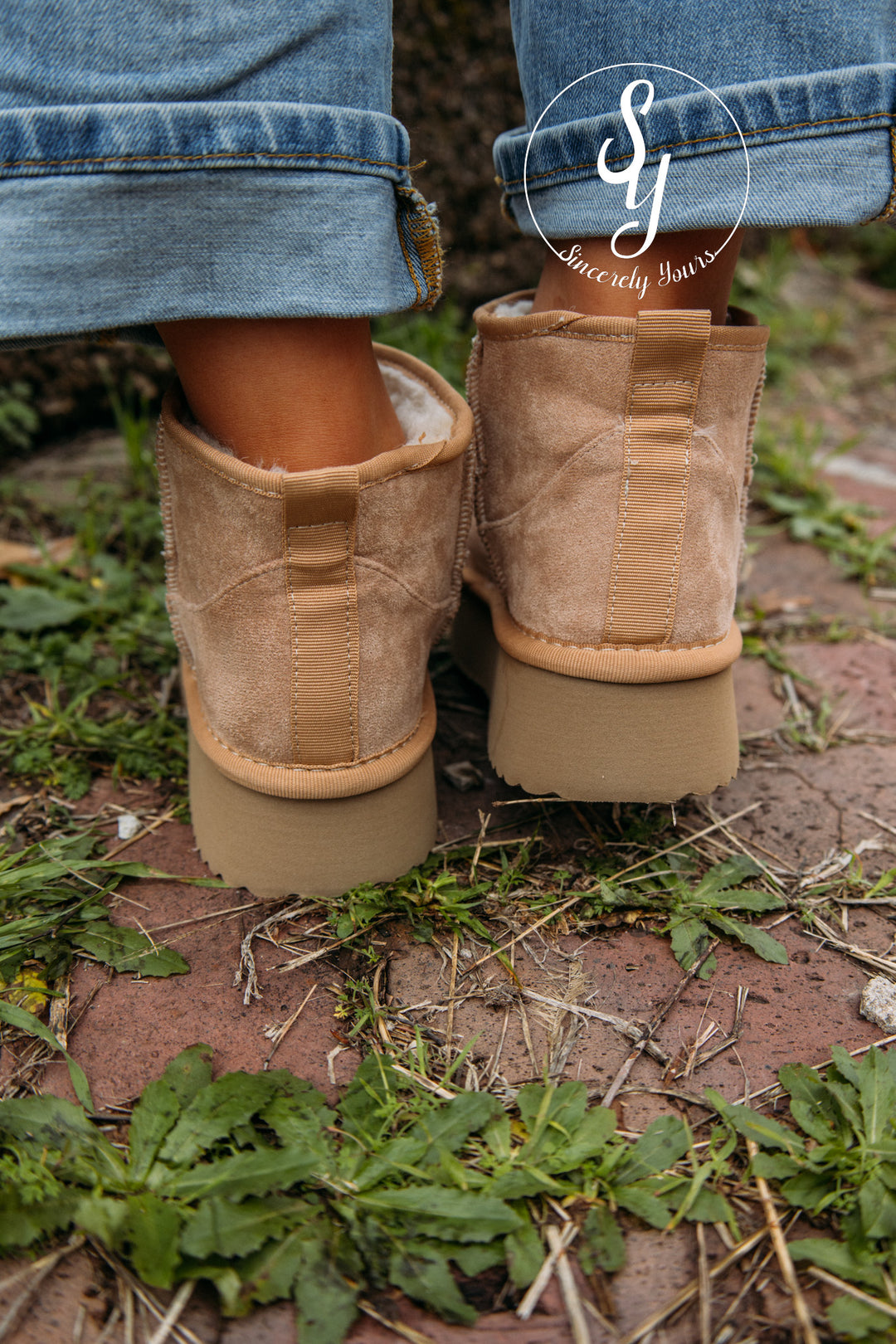 Winnie Bootie - Camel Faux Suede