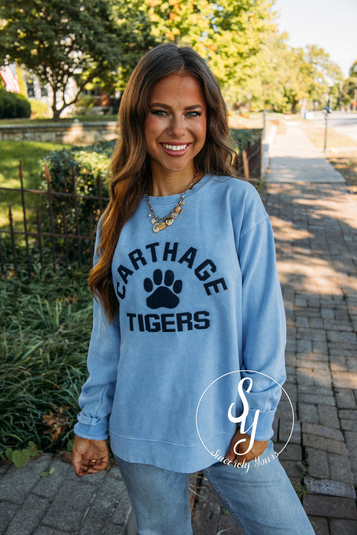 Carthage Tigers Patch Crew - Blue