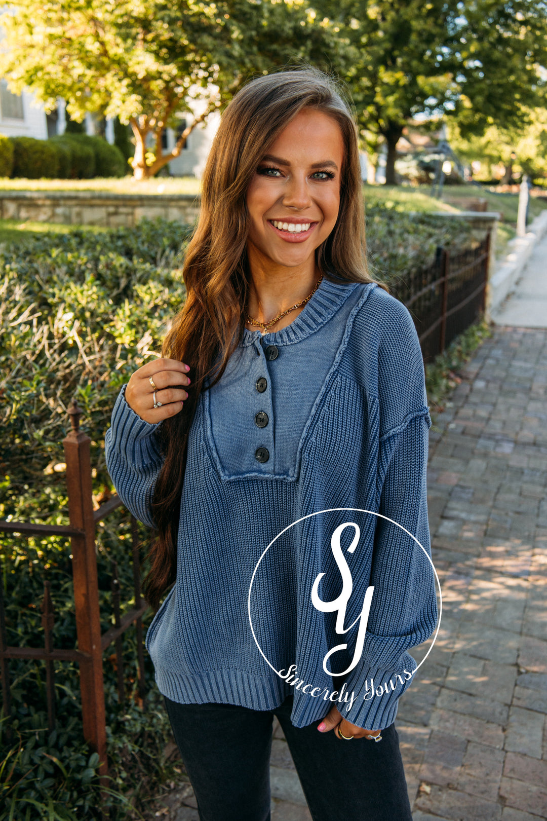 Cozy Cutie Sweater - Washed Blue