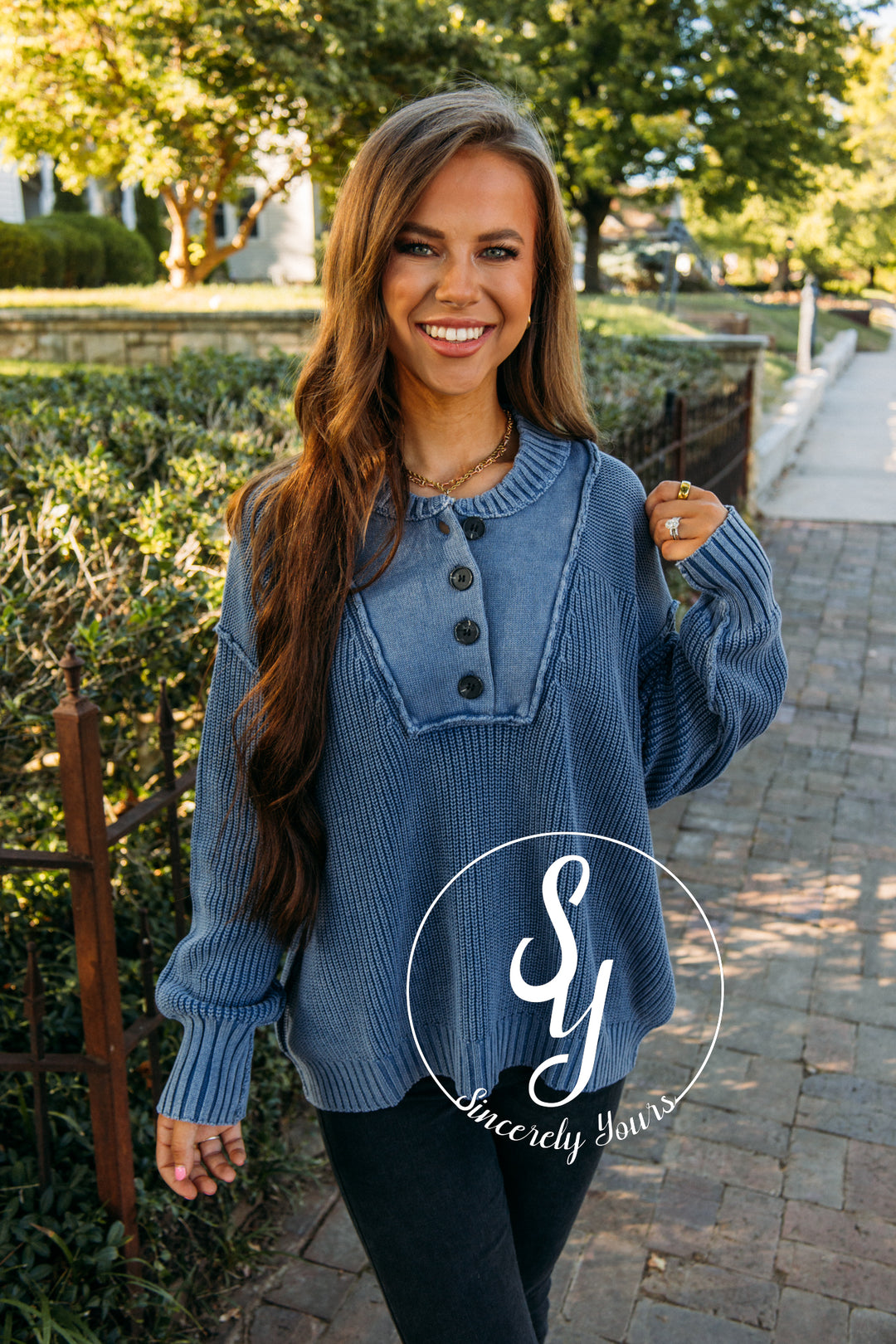 Cozy Cutie Sweater - Washed Blue