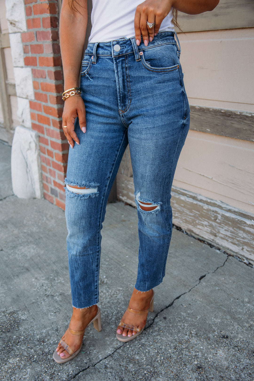 Dear John: Frankie Super High Rise Cropped Straight Denim -Normandy