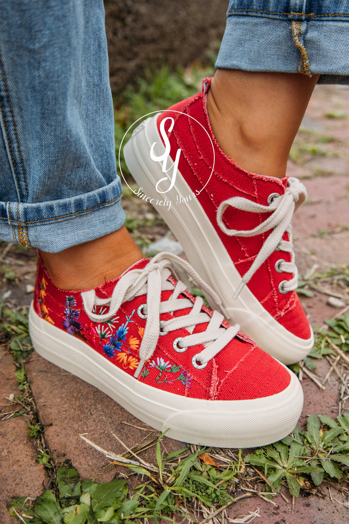 Flowers For Days Sneaker - Red