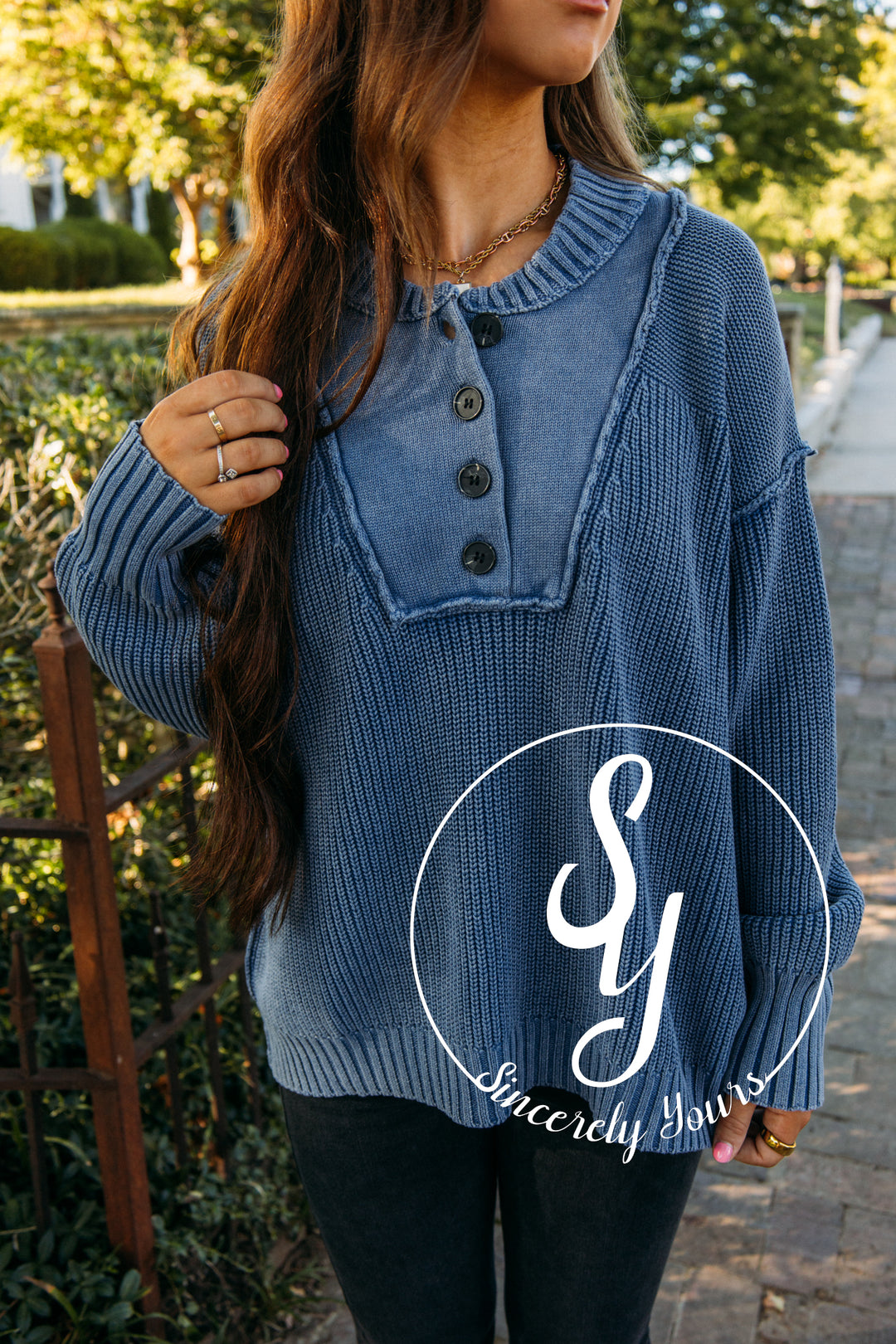 Cozy Cutie Sweater - Washed Blue