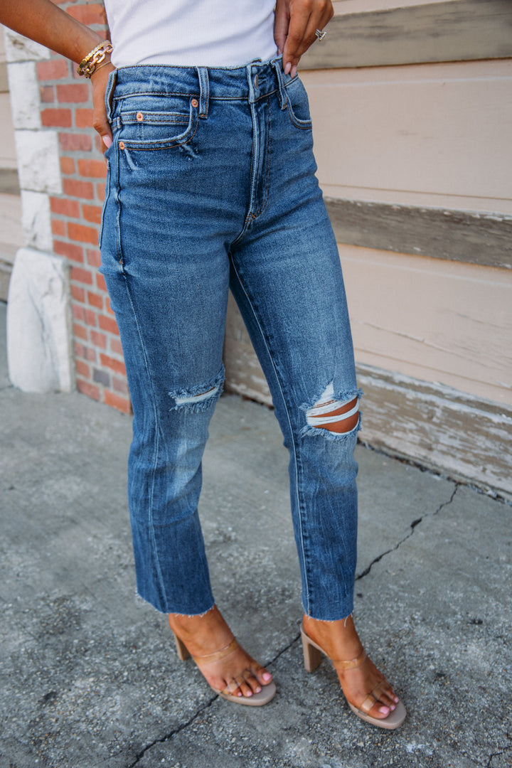 Dear John: Frankie Super High Rise Cropped Straight Denim -Normandy