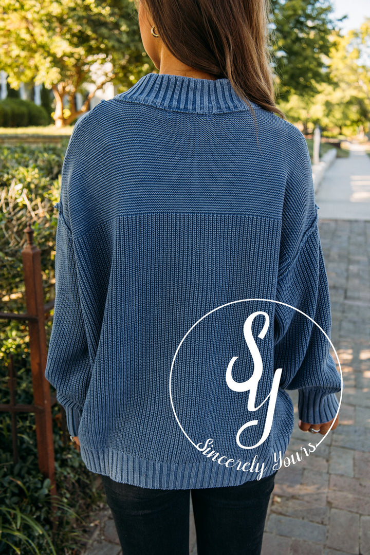 Cozy Cutie Sweater - Washed Blue