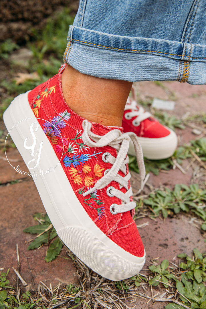 Flowers For Days Sneaker - Red
