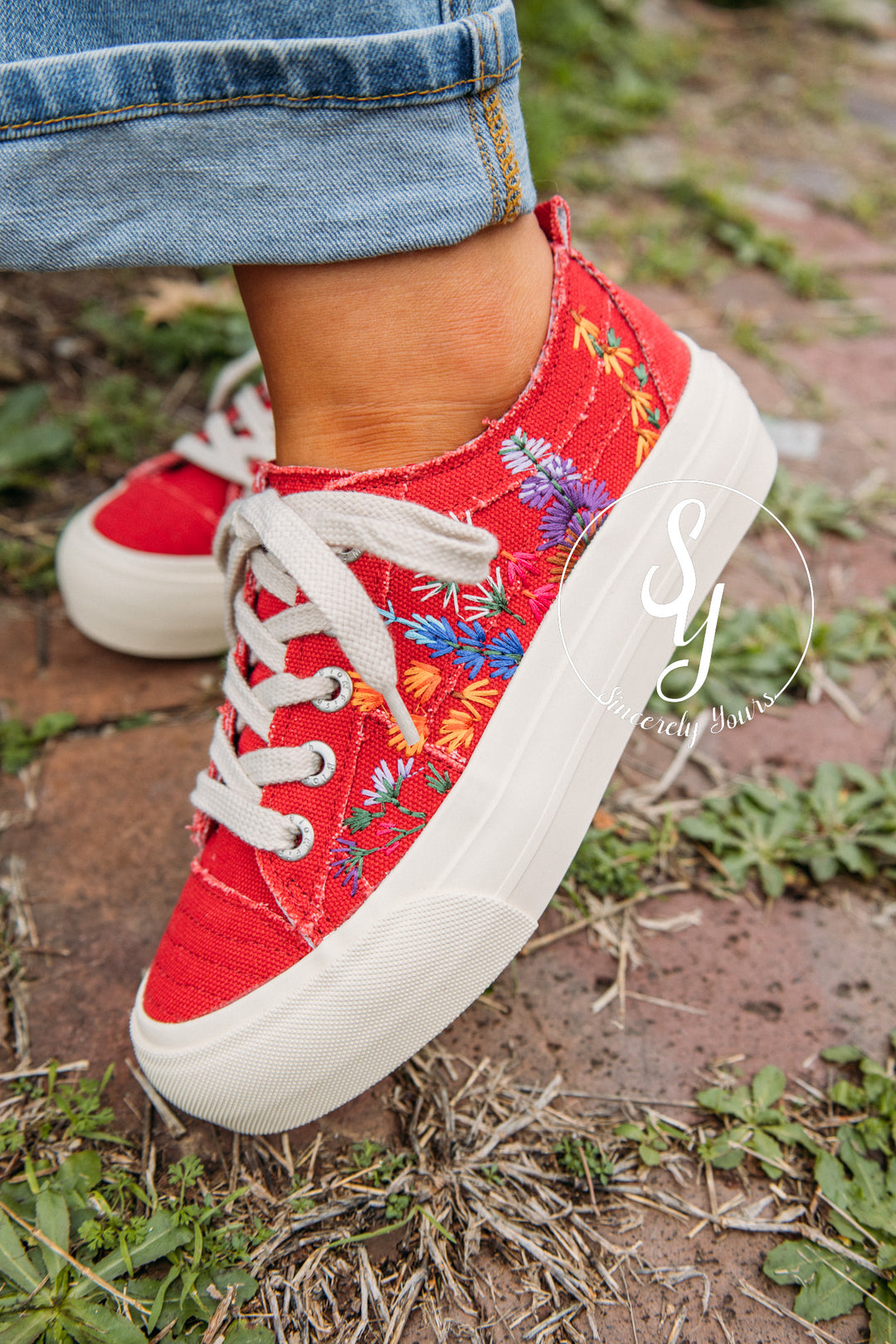 Flowers For Days Sneaker - Red