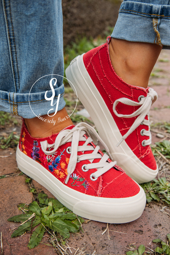 Flowers For Days Sneaker - Red